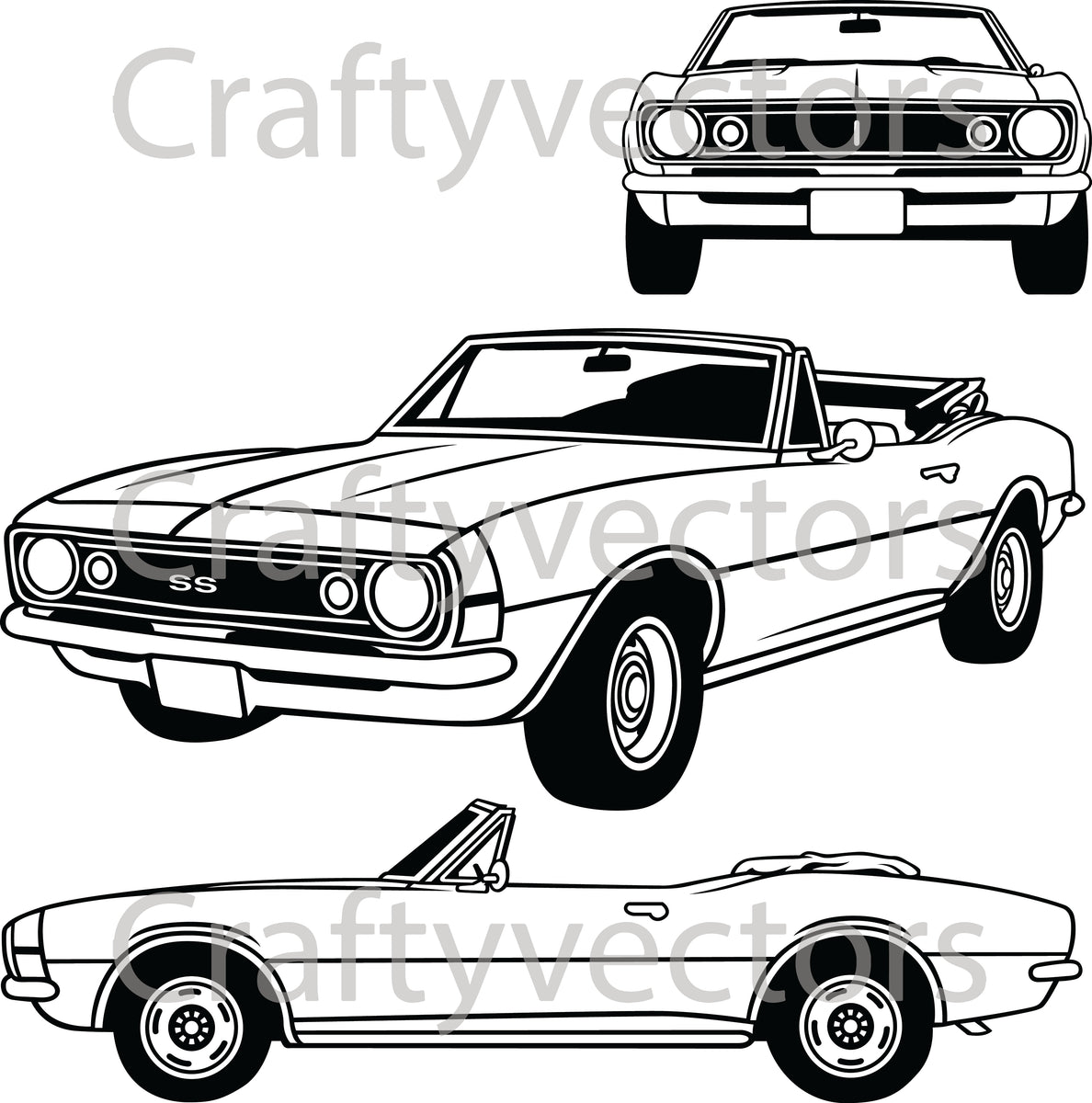 Chevrolet Camaro 1967 Convertible Vactor – Crafty Vectors