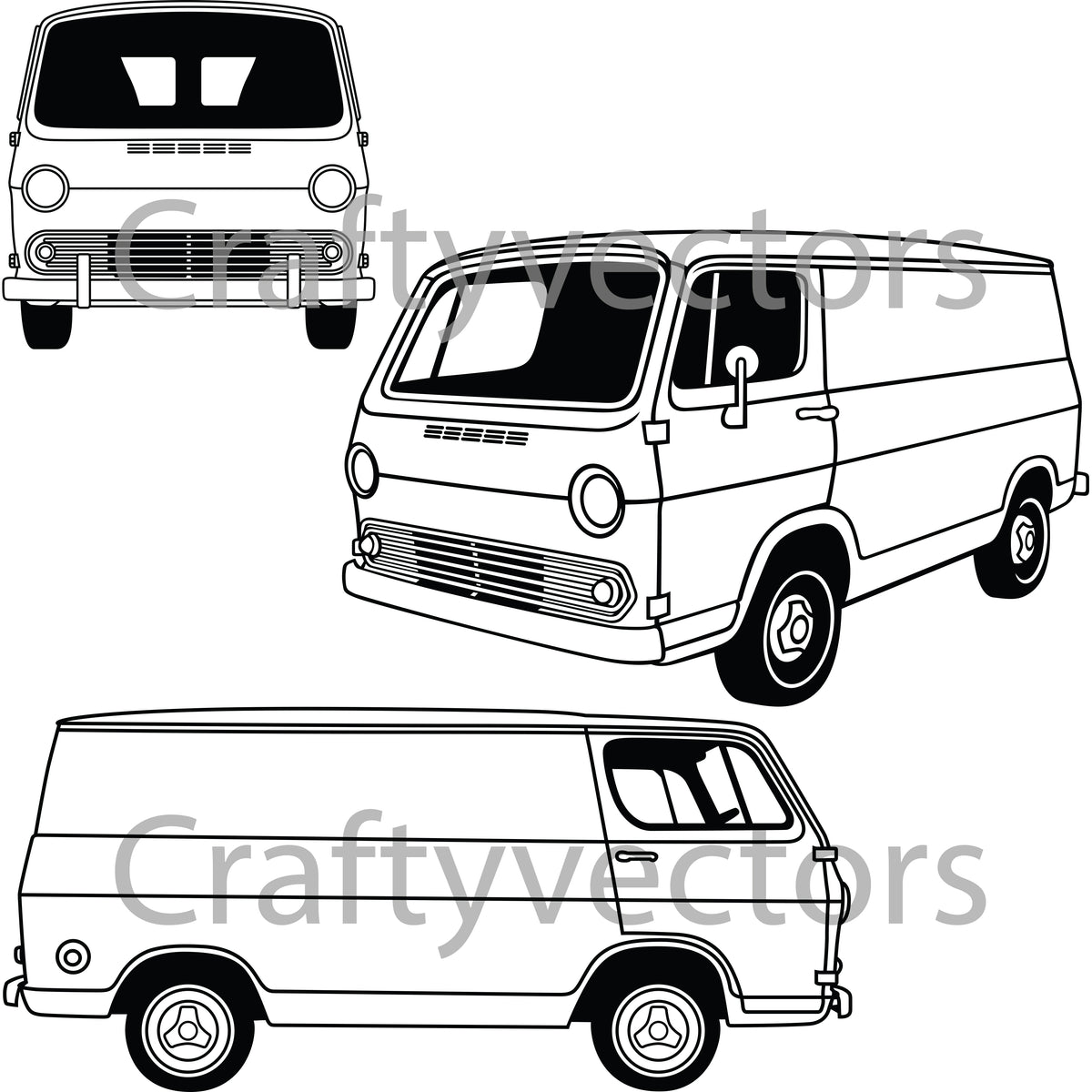 イラスト van Chevrolet Van 1964 - 66 Vector – Crafty Vectors