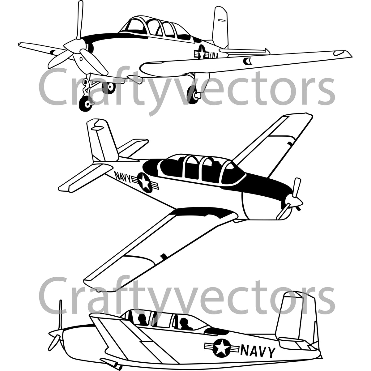 Beechcraft T-34 Mentor Vector File – Crafty Vectors