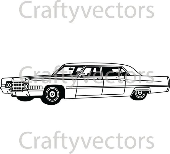 Cadillac Fleetwood Limousine 1969 Side View Vector