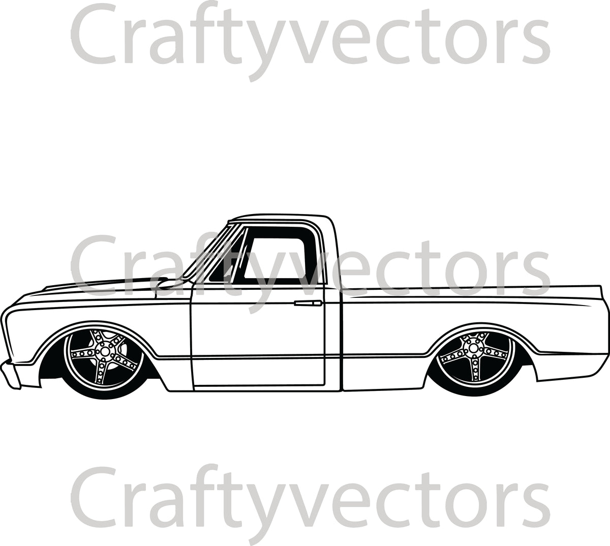 Chevrolet C10 1968 Slammed Vector Side – Crafty Vectors