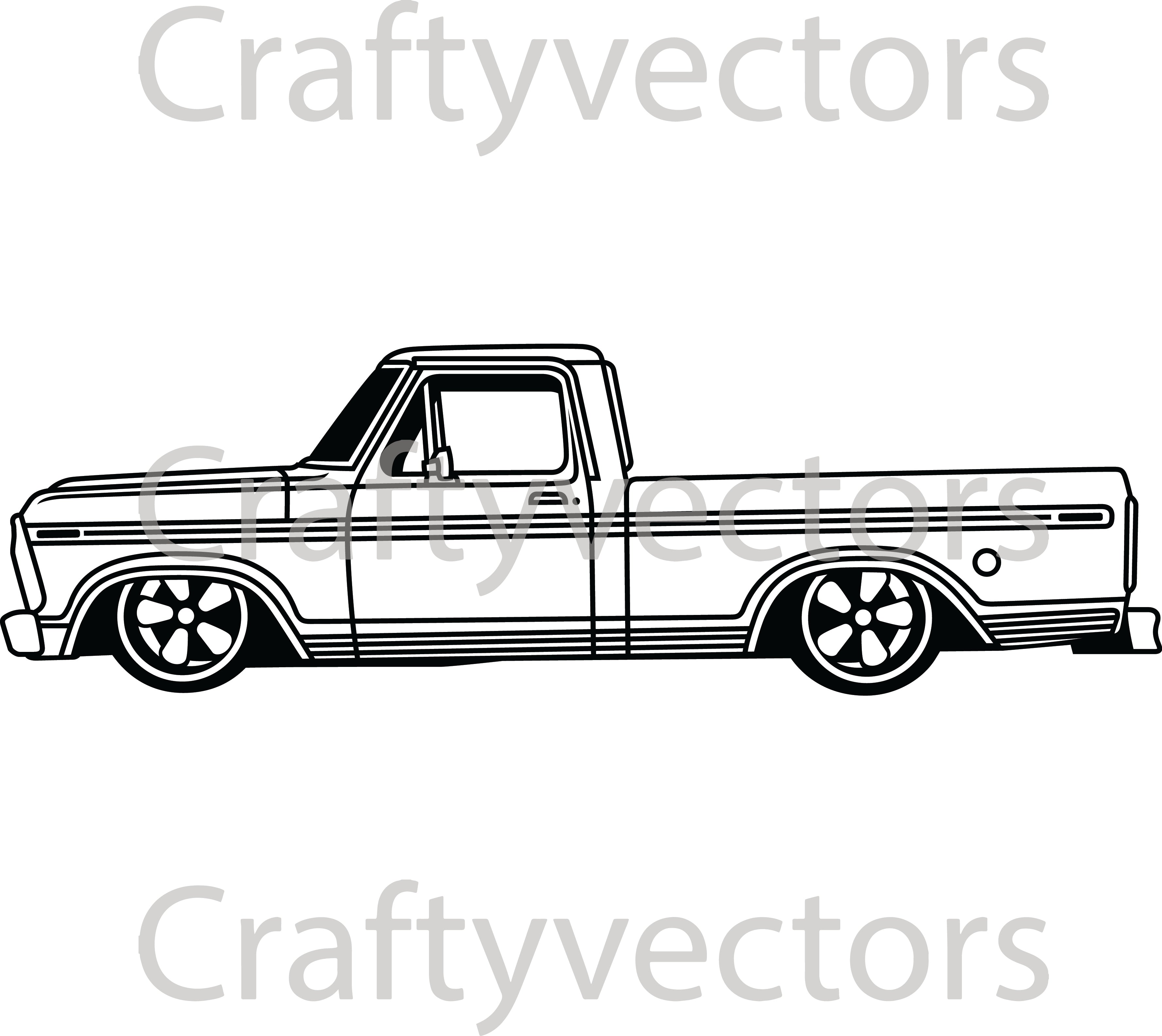 Ford F100 1974 Slammed Vector Side View (Copy) – Crafty Vectors