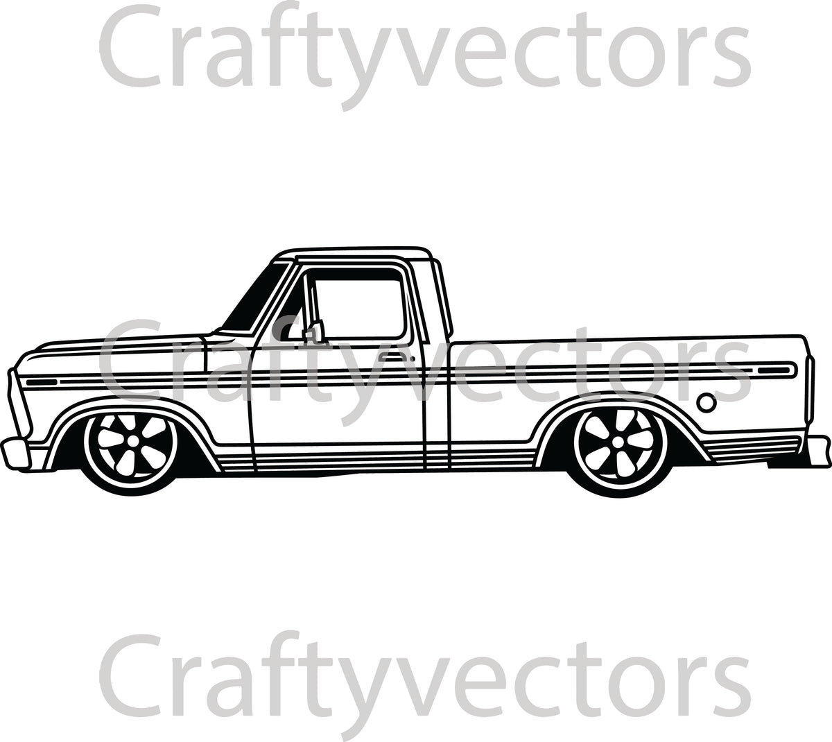 Ford F100 1974 Slammed Vector Side View (Copy) – Crafty Vectors
