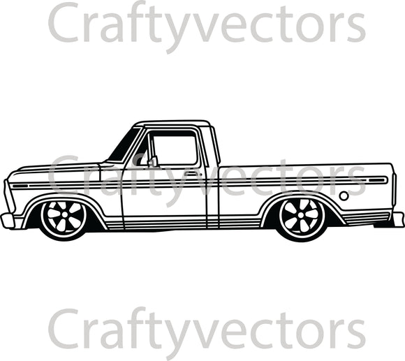 Ford F100 1974 Slammed Vector Side View (Copy)