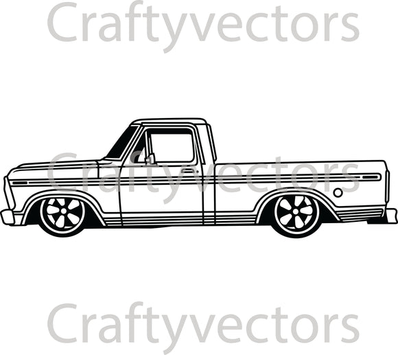 Ford F100 1974 Slammed Vector Side View (Copy) – Crafty Vectors