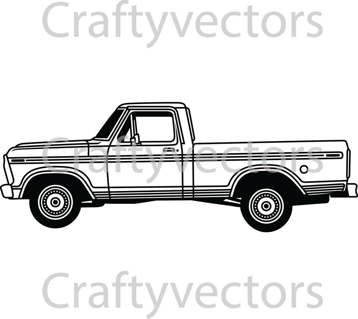 Ford F100 1974 Vector Side View – Crafty Vectors