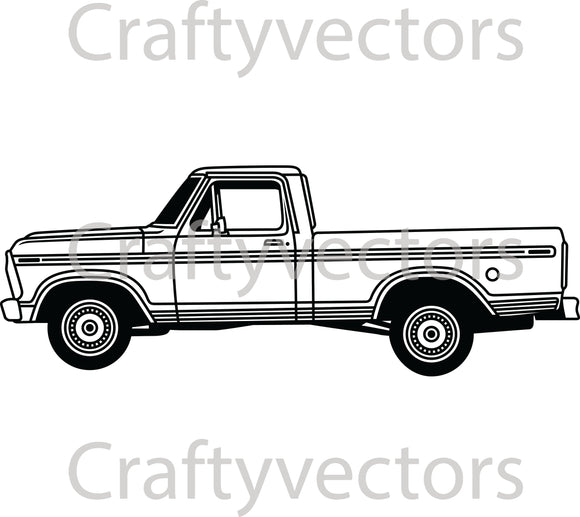 Ford F100 1974 Vector Side View