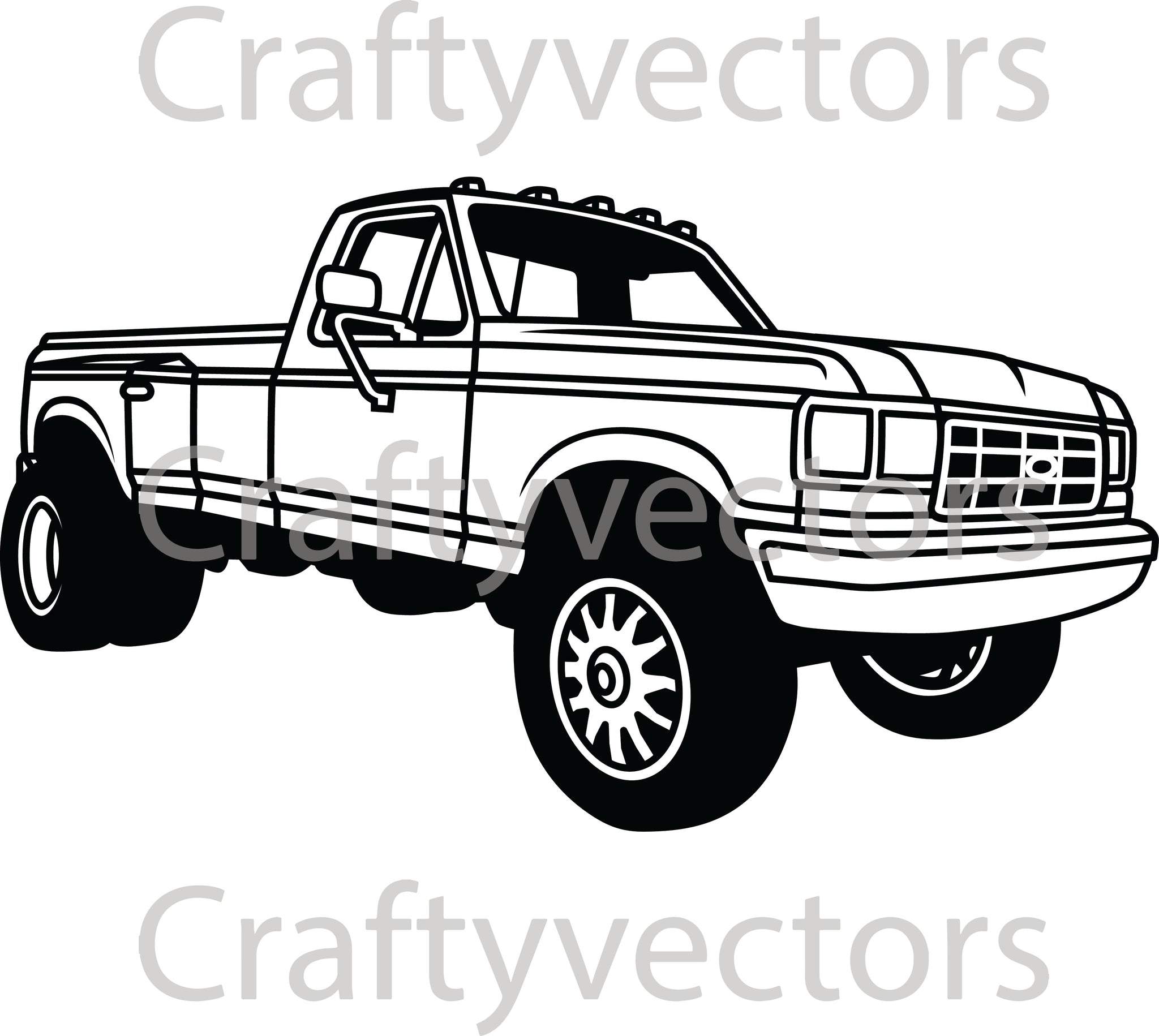 Dually Vector Ford F350 Single Cab Dually Vector – Crafty Vectors