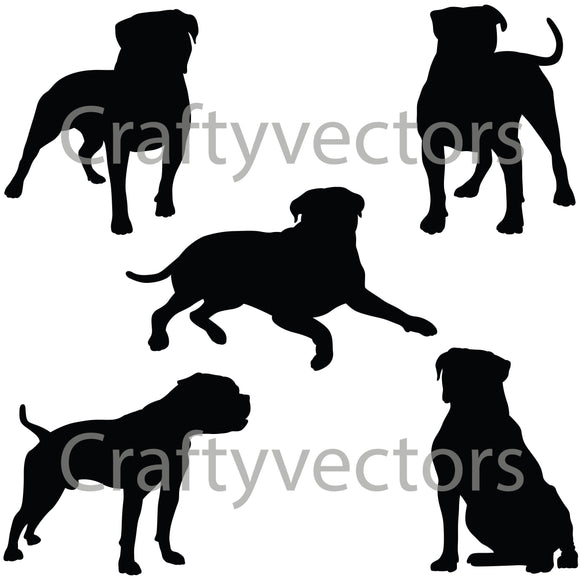 American Bulldog Silhouettes Vector