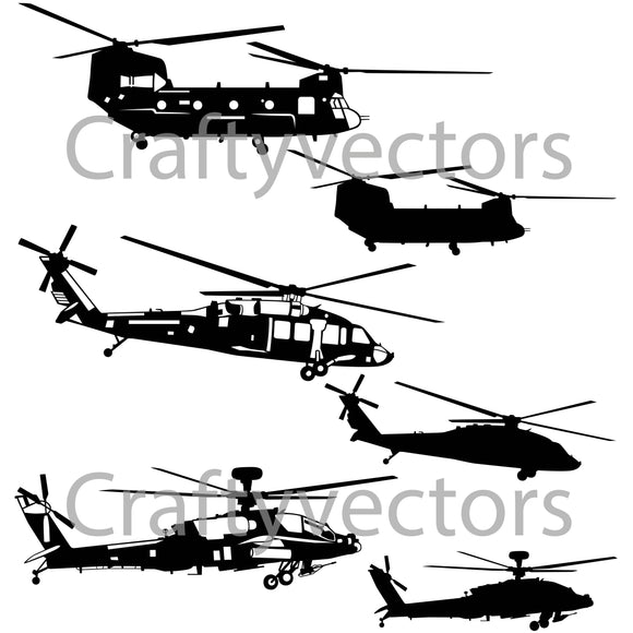Military Helicopters Vector File