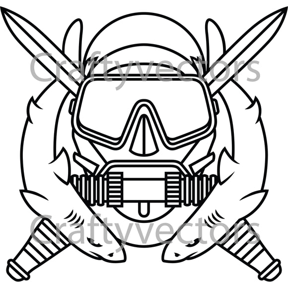 Army Special Operations Diver Badge Vector File