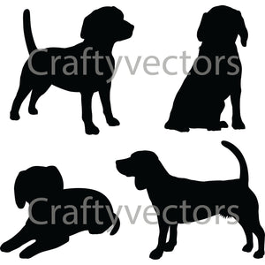 Beagle Dog Silhouettes Vector