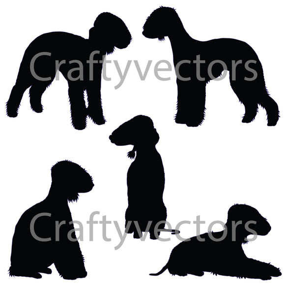 Bedlington Terrier Dog Silhouettes Vector