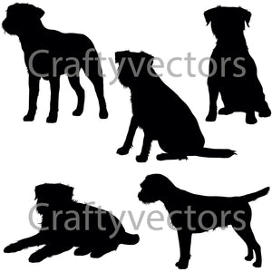 Border Terrier Dog Silhouettes Vector