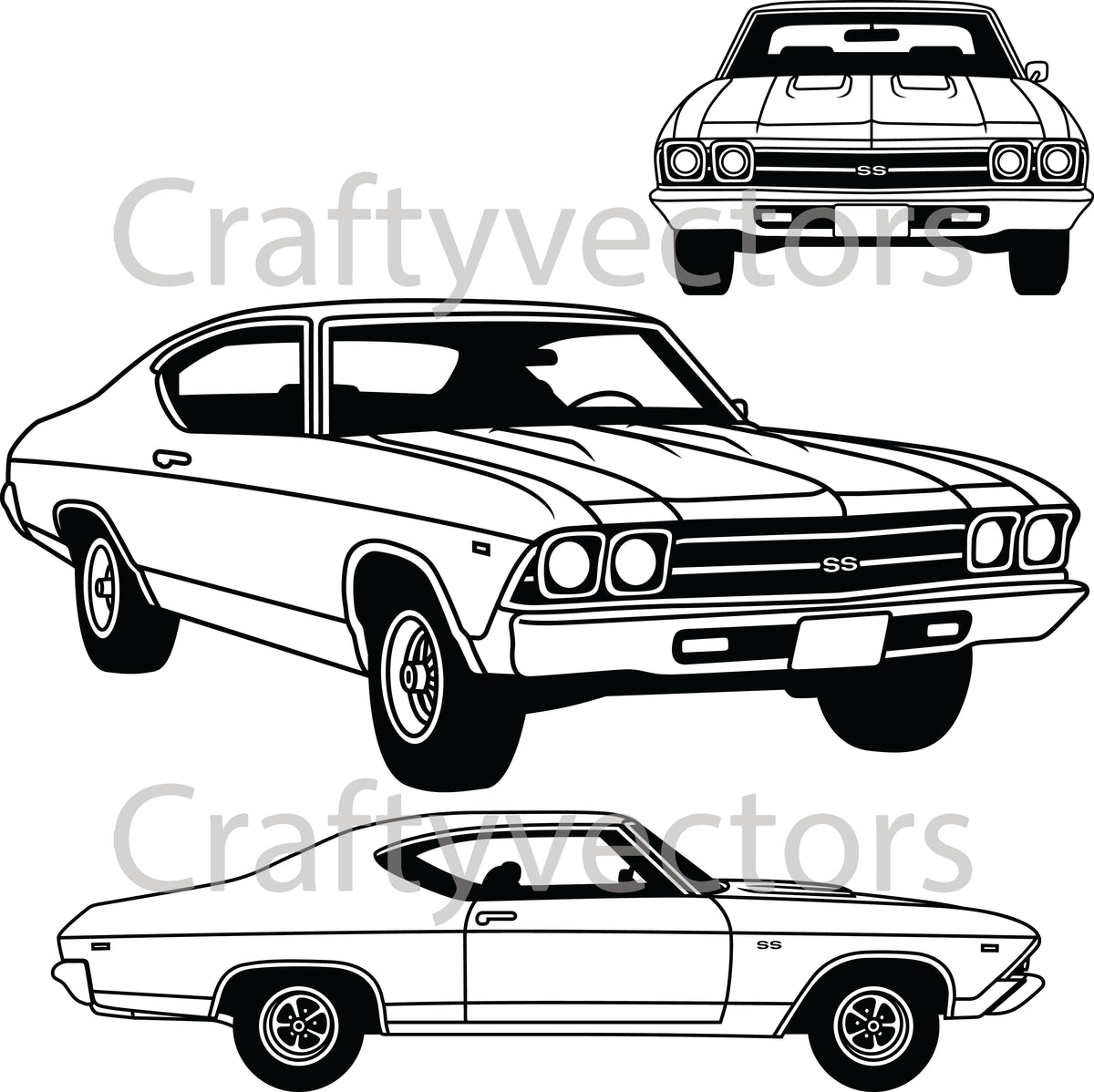 Chevi Vector Chevrolet Chevelle 1969 Vector – Crafty Vectors