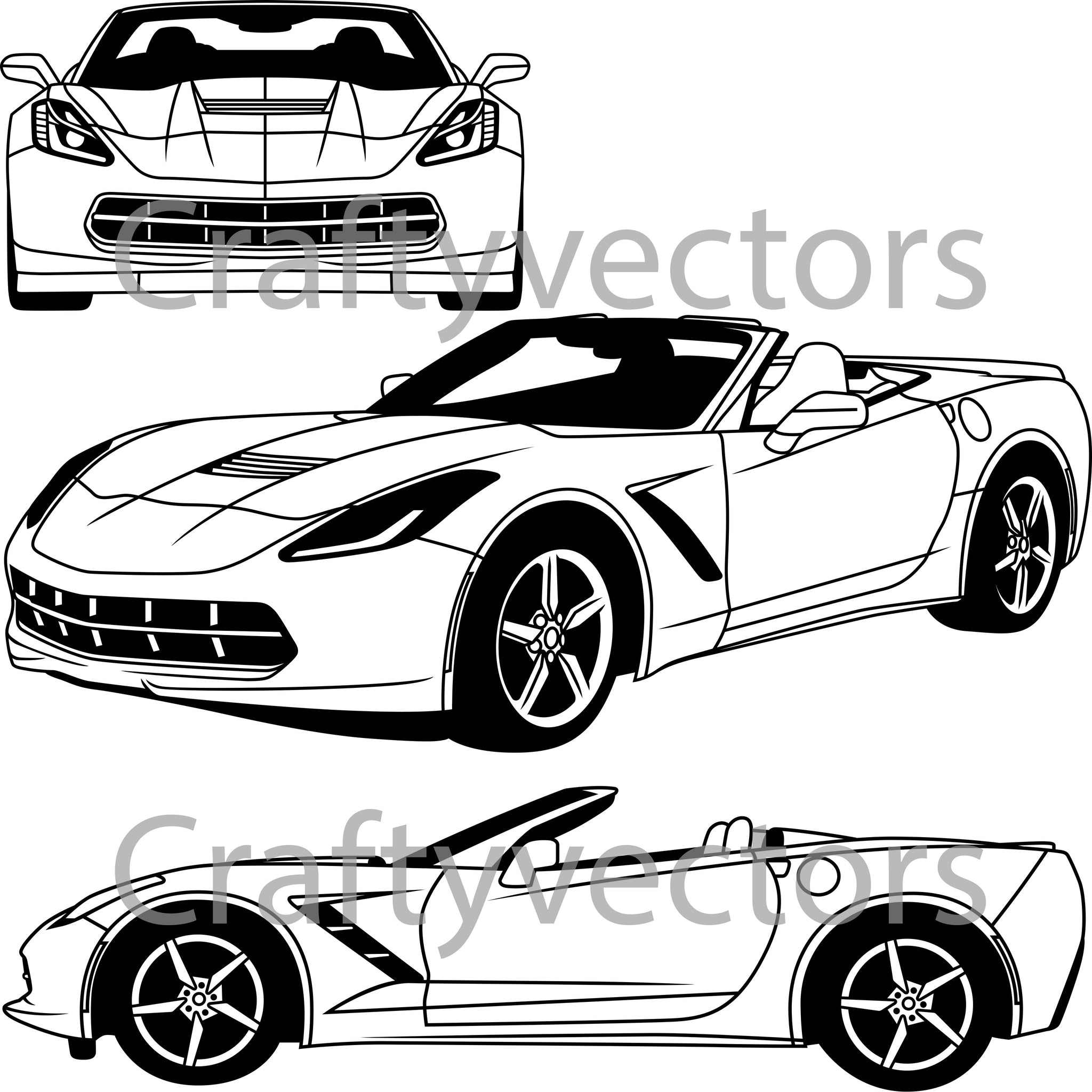 Chevrolet Corvette 2014 Convertible Vector – Crafty Vectors