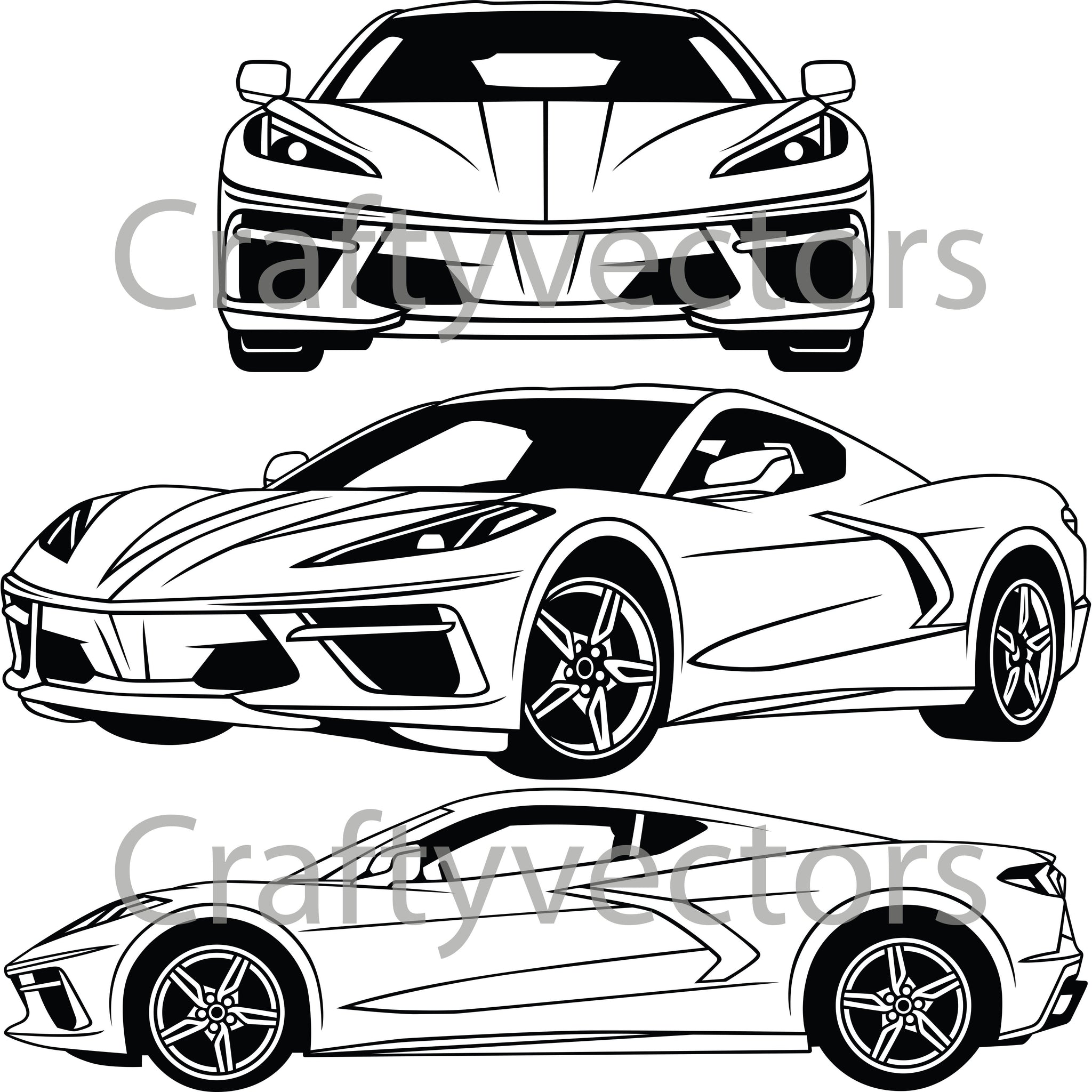 Chevrolet Corvette 2020 C8 Vector – Crafty Vectors