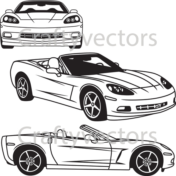 C6 Vector Chevrolet Corvette 2009 C6 Convertible Vector – Crafty Vectors