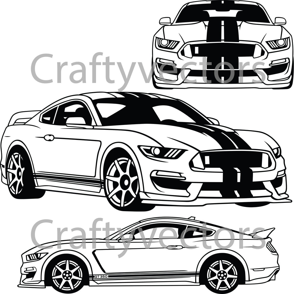 Ford Mustang 2020 GT350 2 Stripes Vector – Crafty Vectors