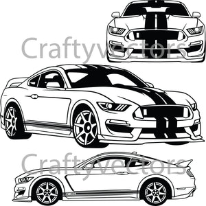 Ford Mustang 2020 GT350 2 Stripes Vector