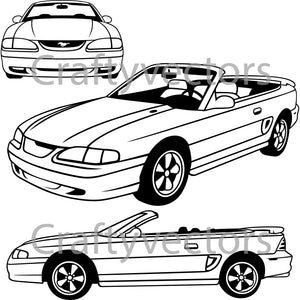 Ford Mustang 1994 GT Convertible Vector