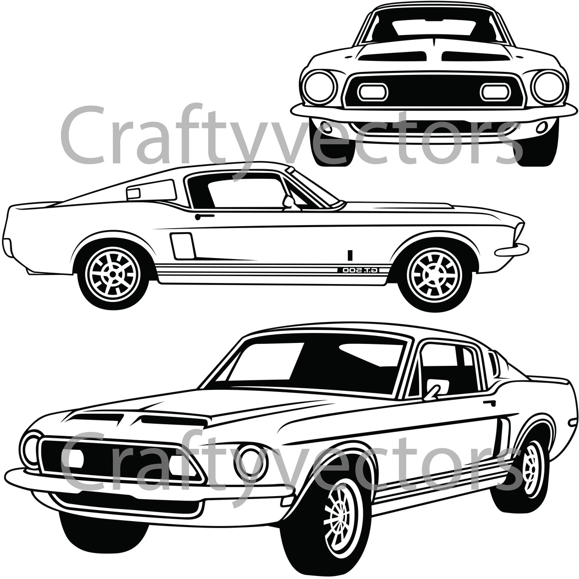 Gt350 Vector Ford Mustang Car Vector Cut Files SVG, DXF, PNG JPEG & EPS β Crafty Vectors