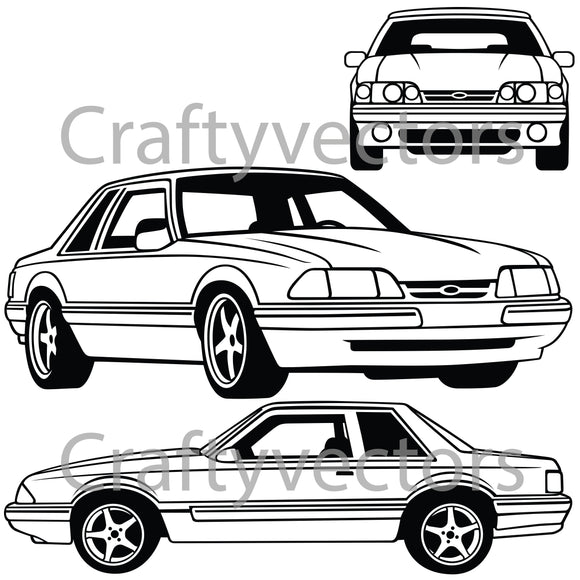 Ford Mustang 1989 Notchback Vector