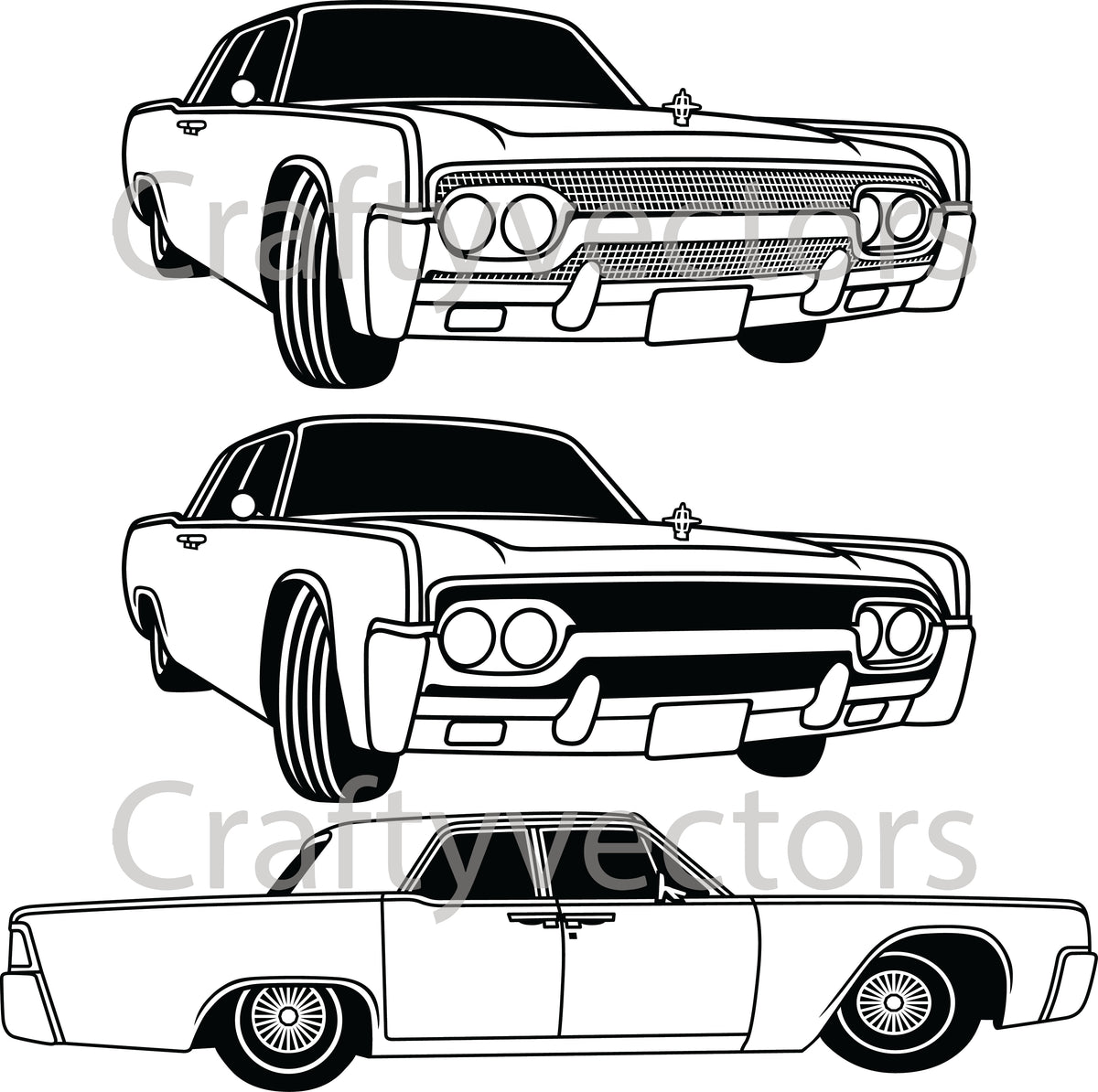 Lincoln Continental 1961 Lowrider Vector – Crafty Vectors