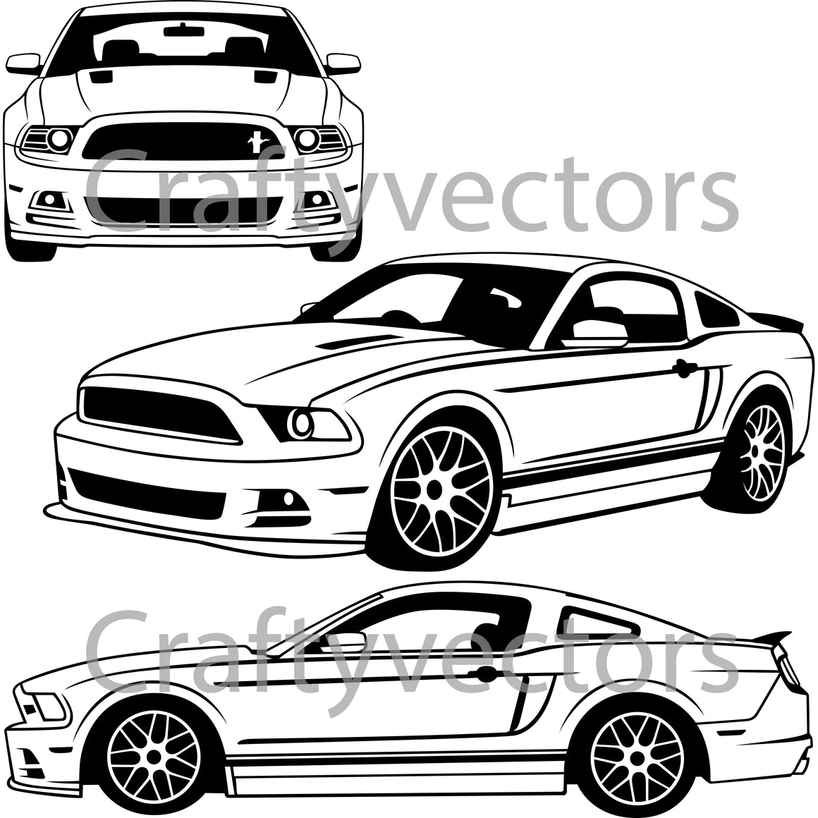 Ford Mustang Car Vector Cut Files SVG, DXF, PNG JPEG & EPS – Crafty Vectors