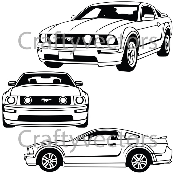 Ford Mustang 2005 to 2009 5th Generation Vector