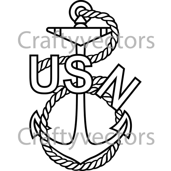 Navy Traditional Anchor Badge Vector File