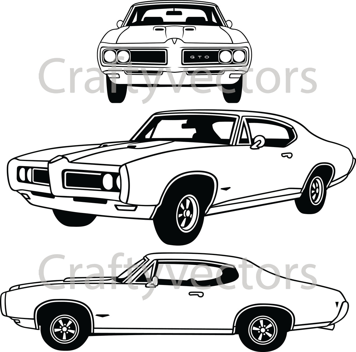 Pontiac GTO 1968 Hardtop Vector – Crafty Vectors