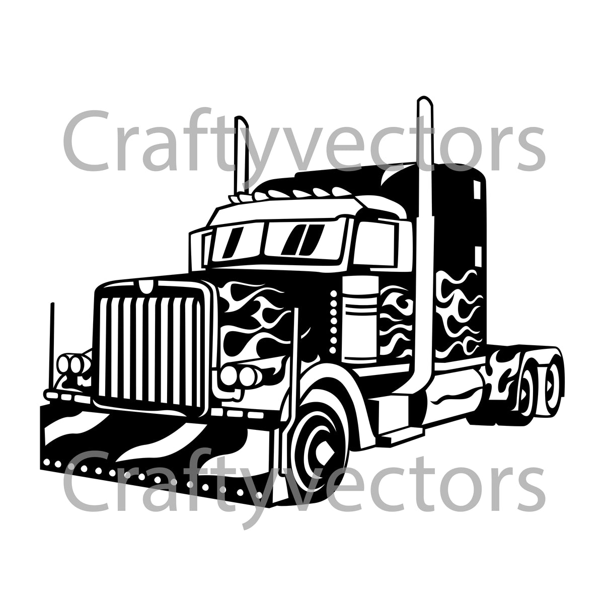Big Rig Vector Blue Big Rig Truck Vector – Crafty Vectors