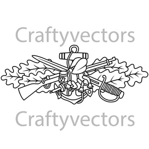 Navy Seabee Combat Warfare Badge Vector File