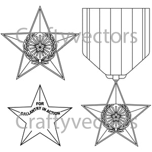Silver Star Medal Vector File