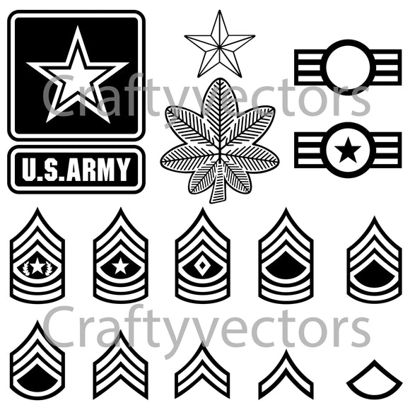Army Ranks and Badges Vector File