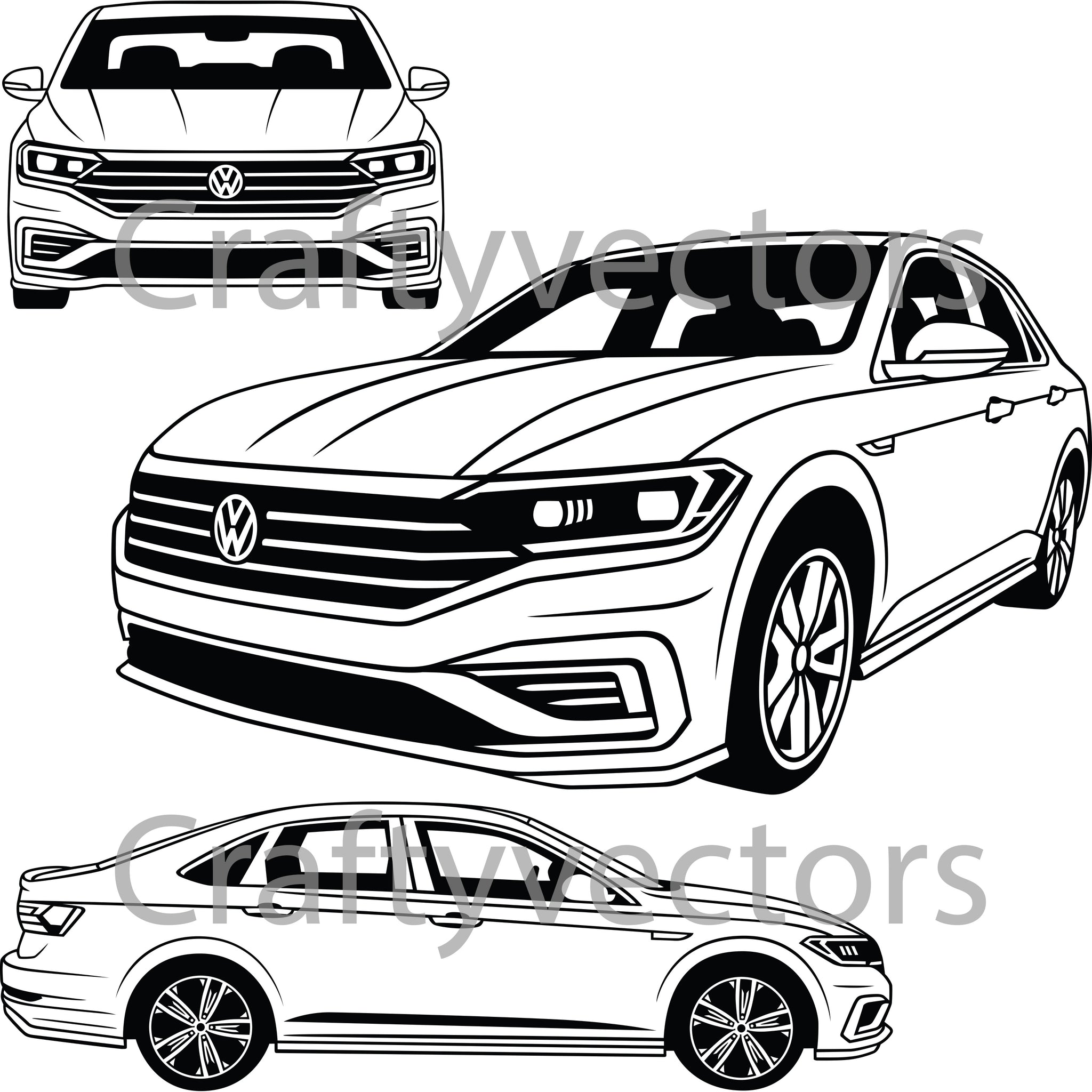 Volkswagen Jetta GLI 2019 Vector – Crafty Vectors